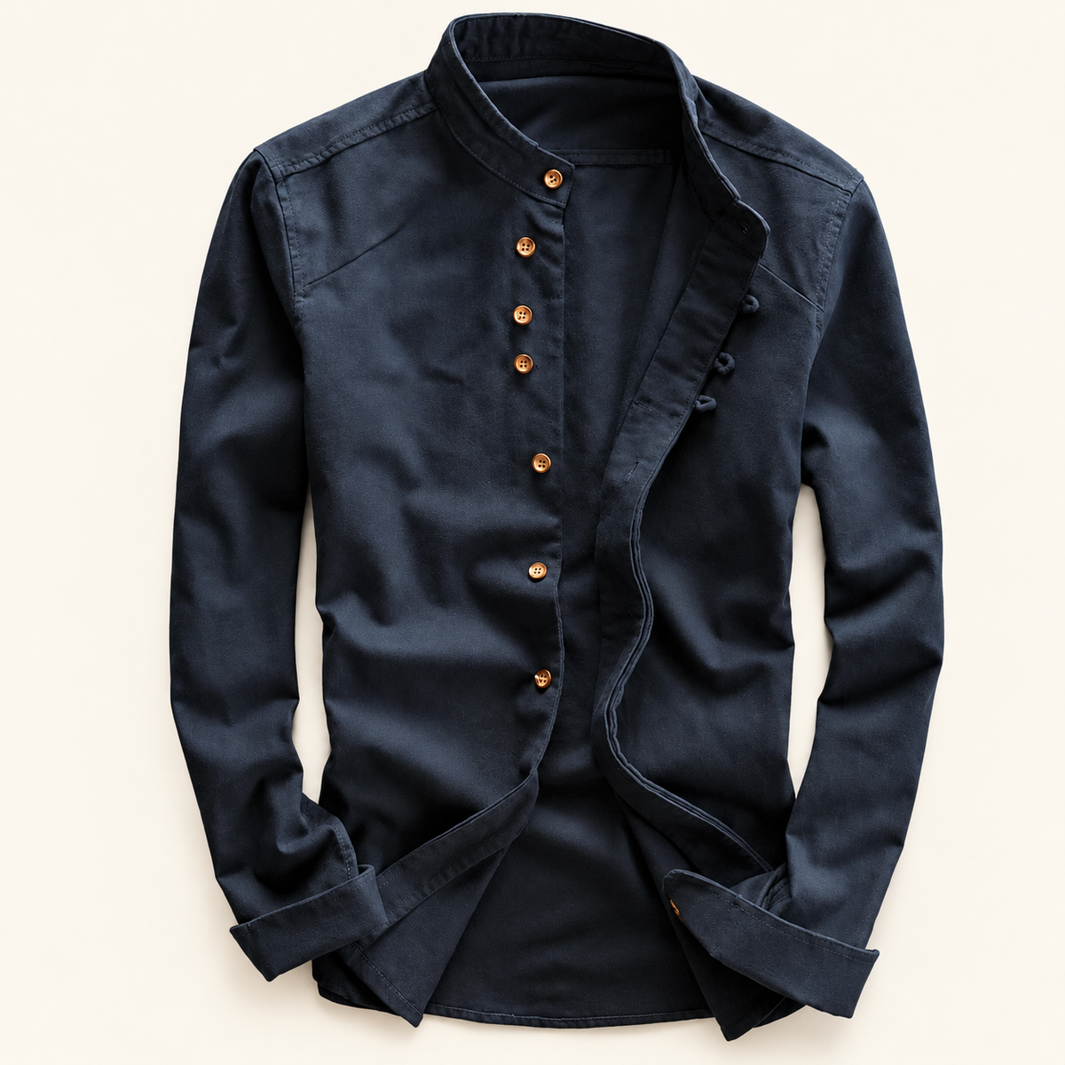 Lakeside Men's Band Collar Shirt, Long Sleeve, view 2