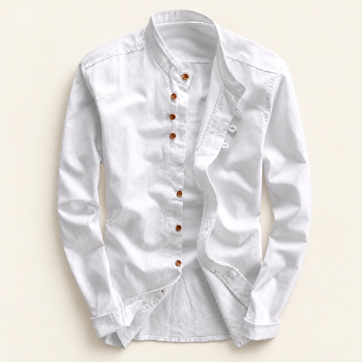 Lakeside Men's Band Collar Shirt, Long Sleeve, view 3