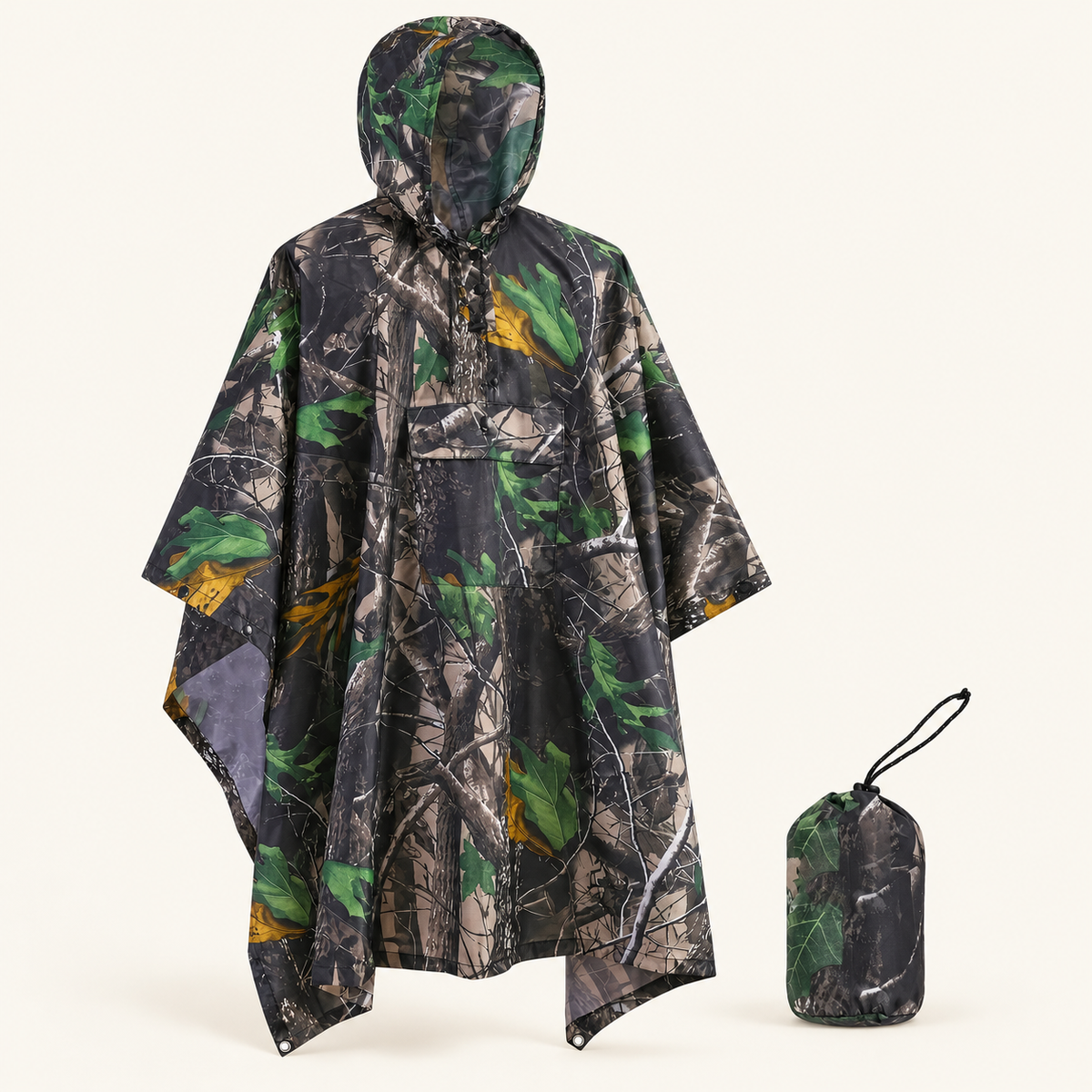 Backcountry Camo Rain Poncho with Hood, view 2
