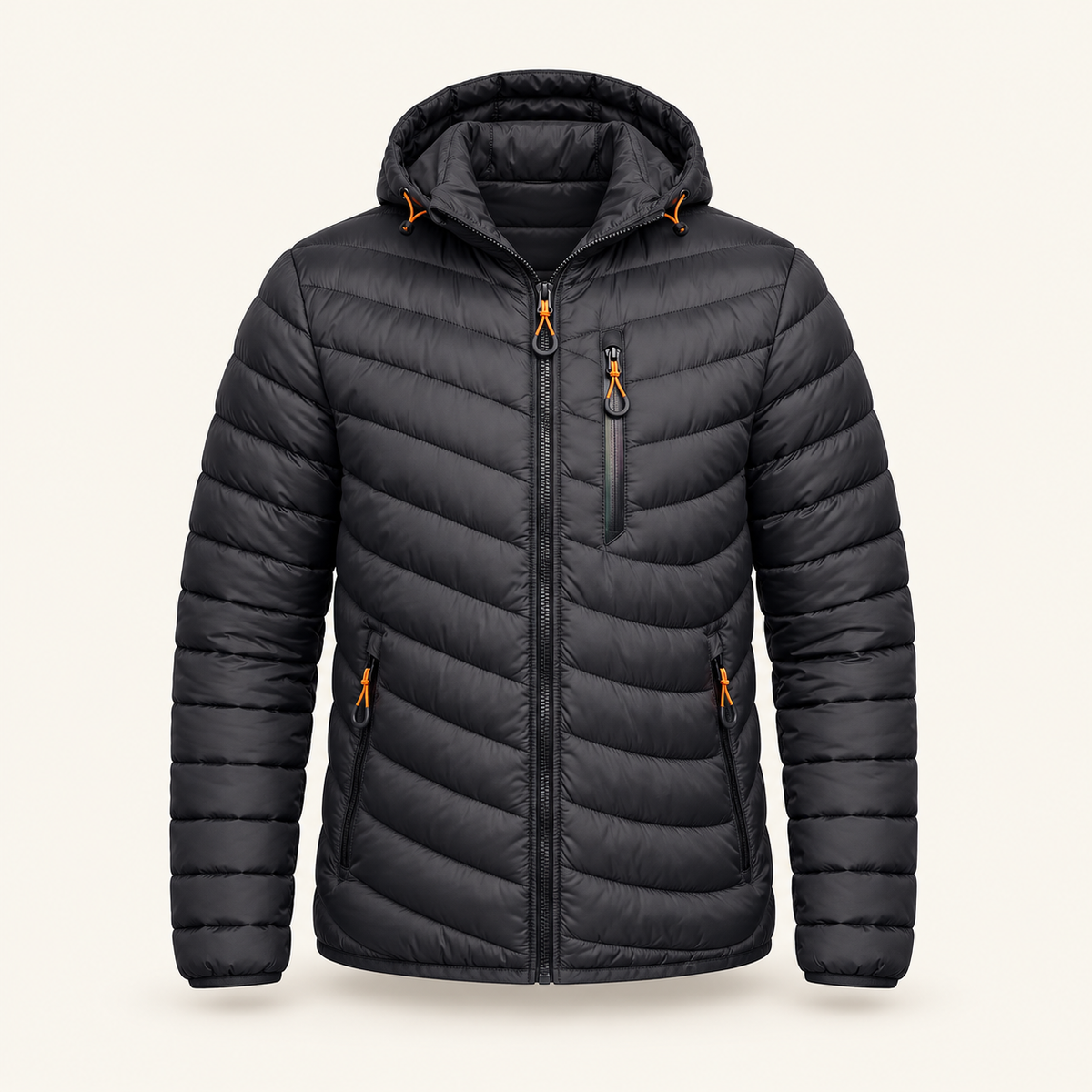 Larch Men's Hooded Puffer Jacket, Wave Quilting, view 1