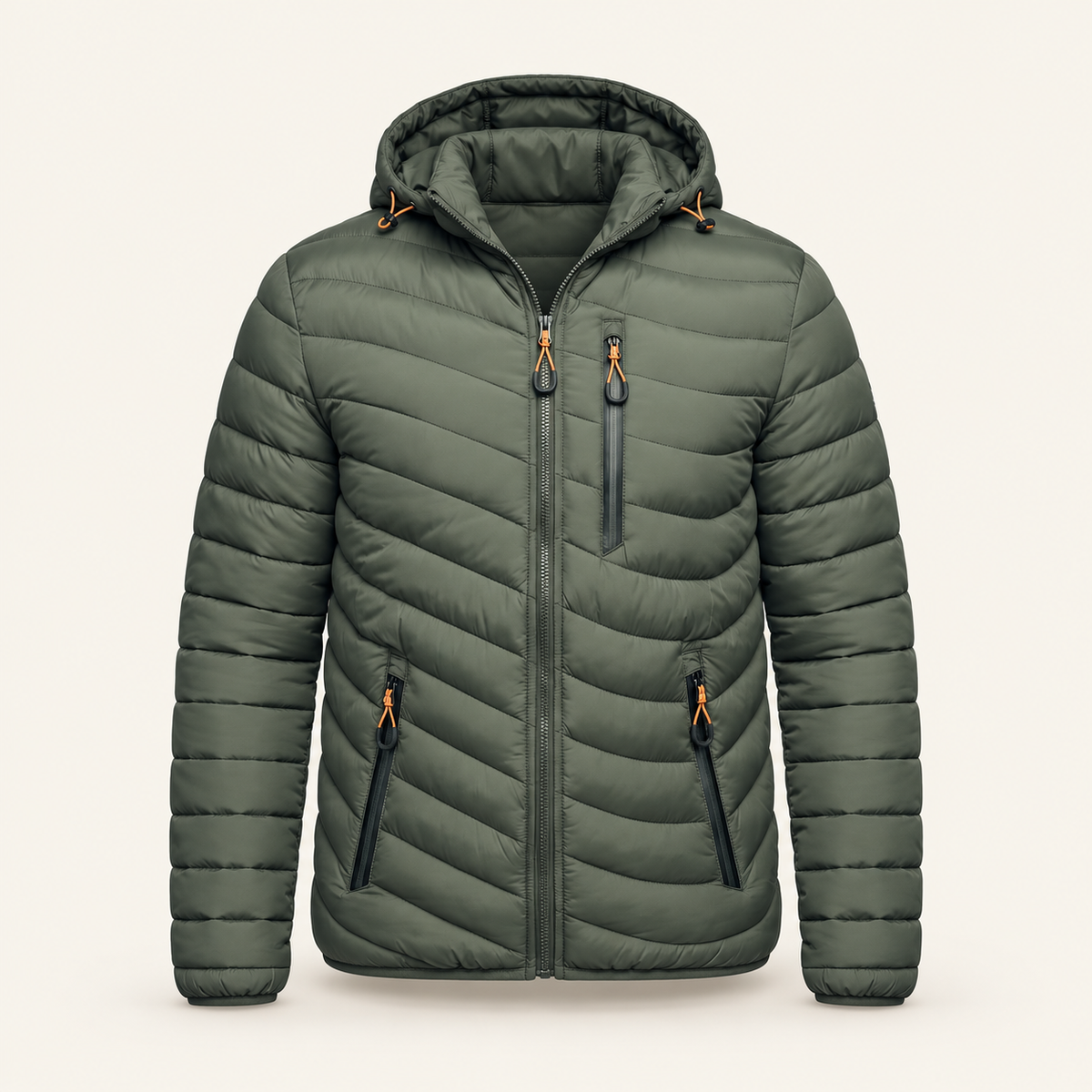 Larch Men's Hooded Puffer Jacket, Wave Quilting, view 4