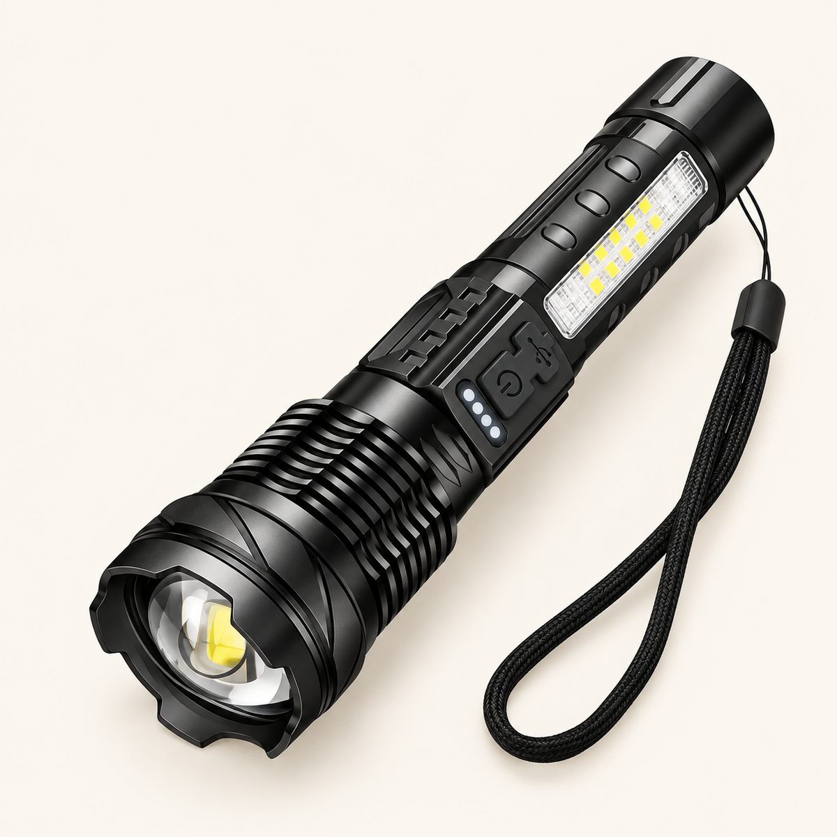 Lantern Rechargeable Flashlight, Zoom and COB Side Light, view 1