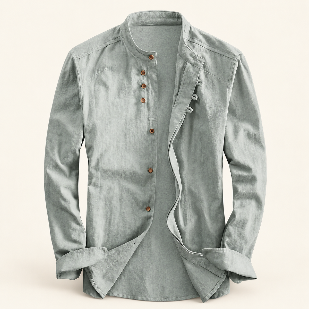 Lakeside Men's Band Collar Shirt, Long Sleeve, view 1