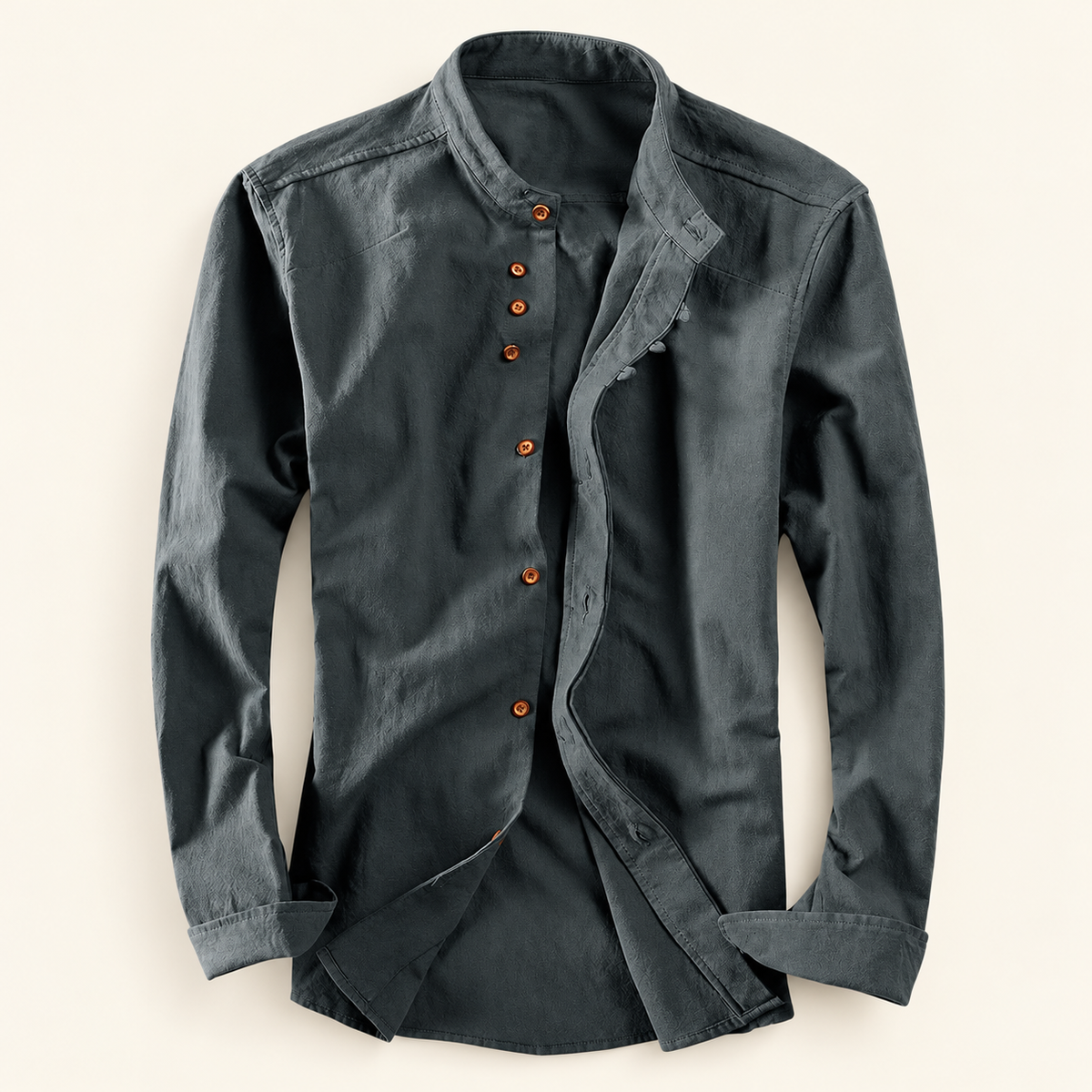 Lakeside Men's Band Collar Shirt, Long Sleeve, view 4