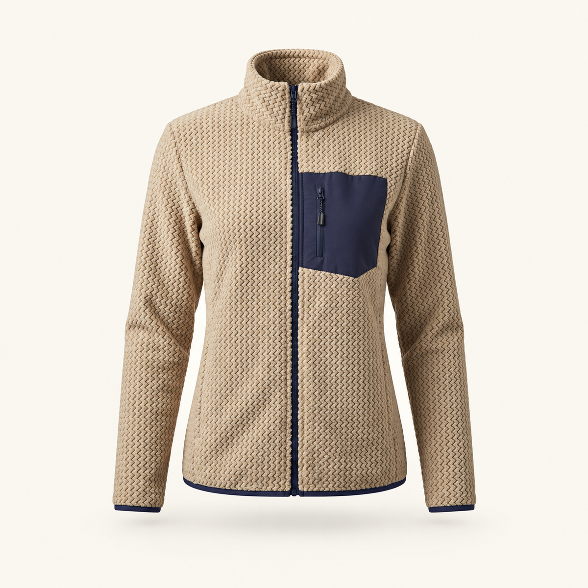 Heather Women's Textured Full-Zip Fleece Jacket, view 2