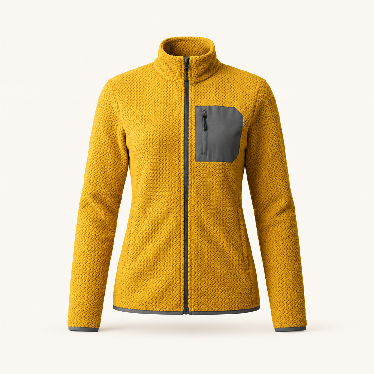 Heather Women's Textured Full-Zip Fleece Jacket, view 3