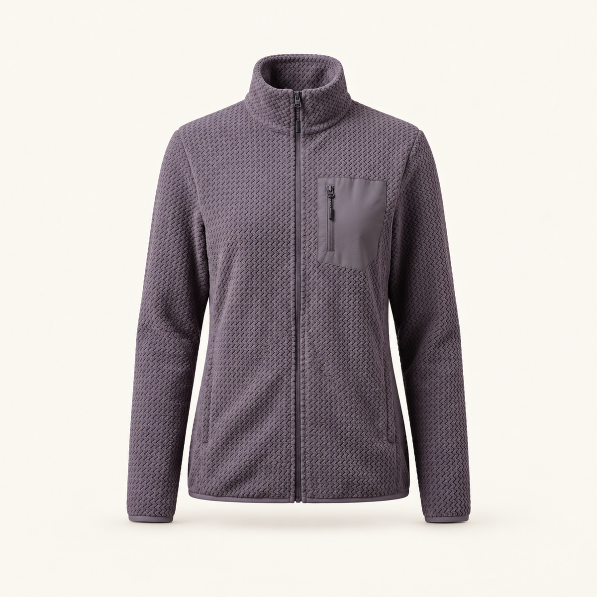 Heather Women's Textured Full-Zip Fleece Jacket, view 4
