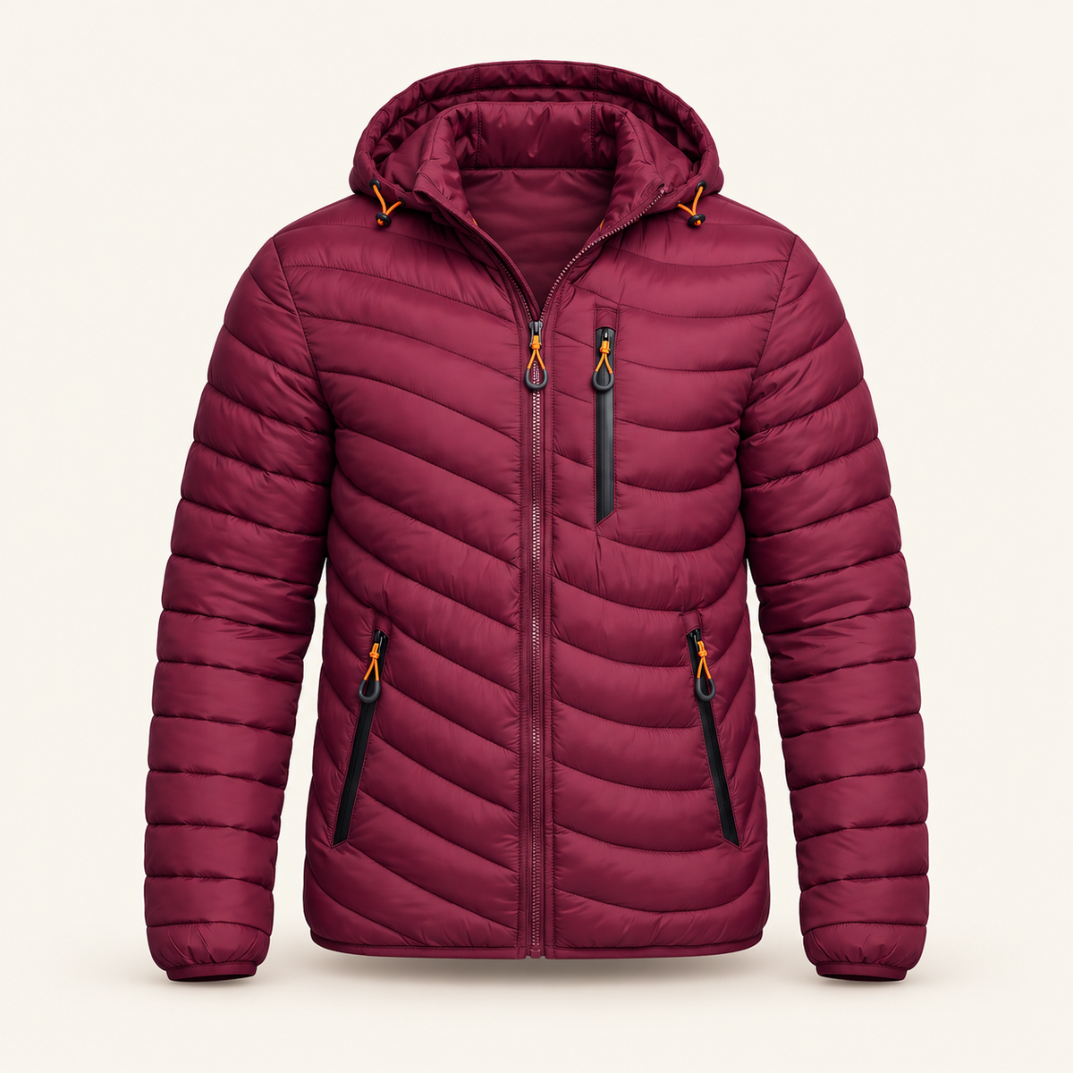 Larch Men's Hooded Puffer Jacket, Wave Quilting, view 5