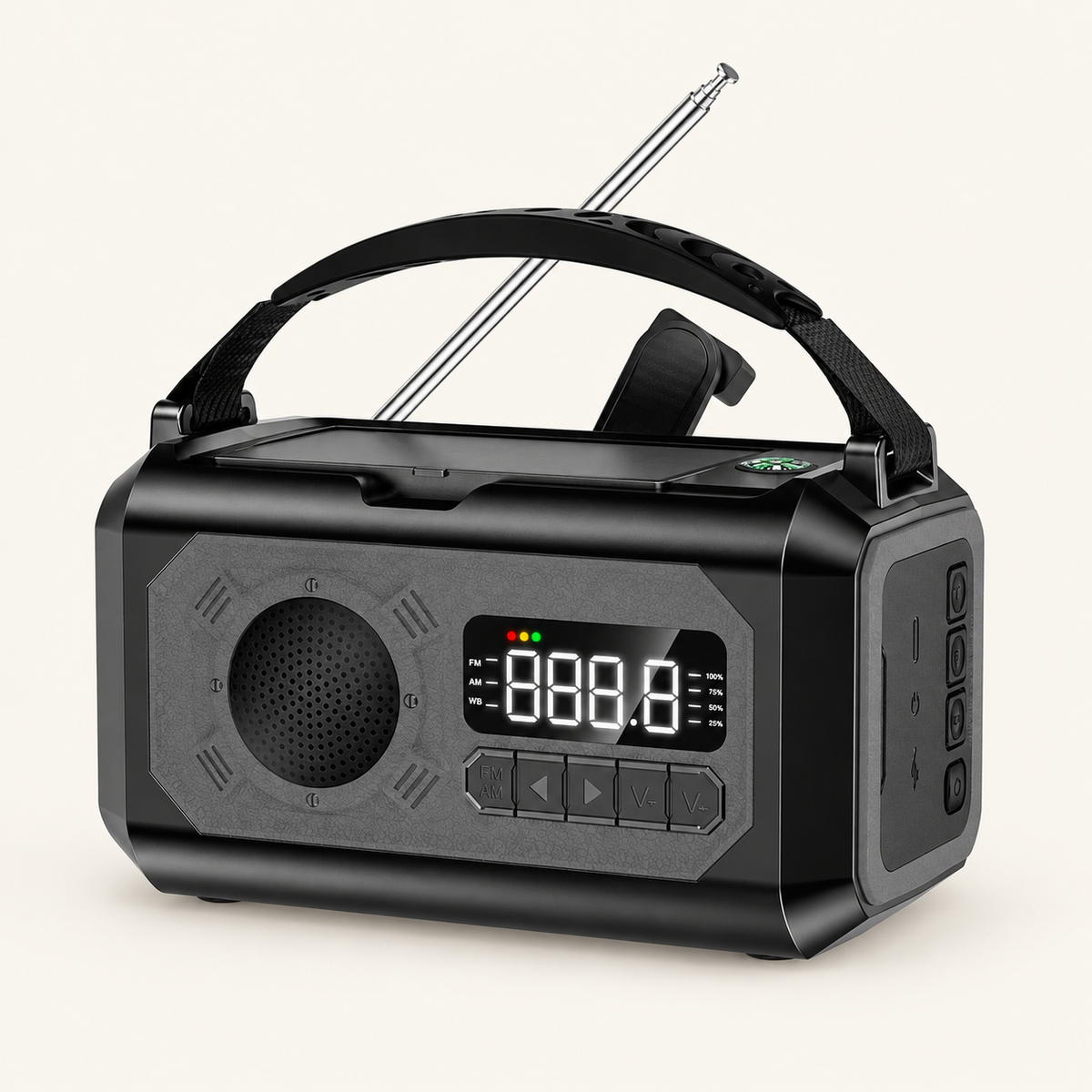 Beacon Emergency Radio, Hand Crank, 12,000 mAh Battery, view 1