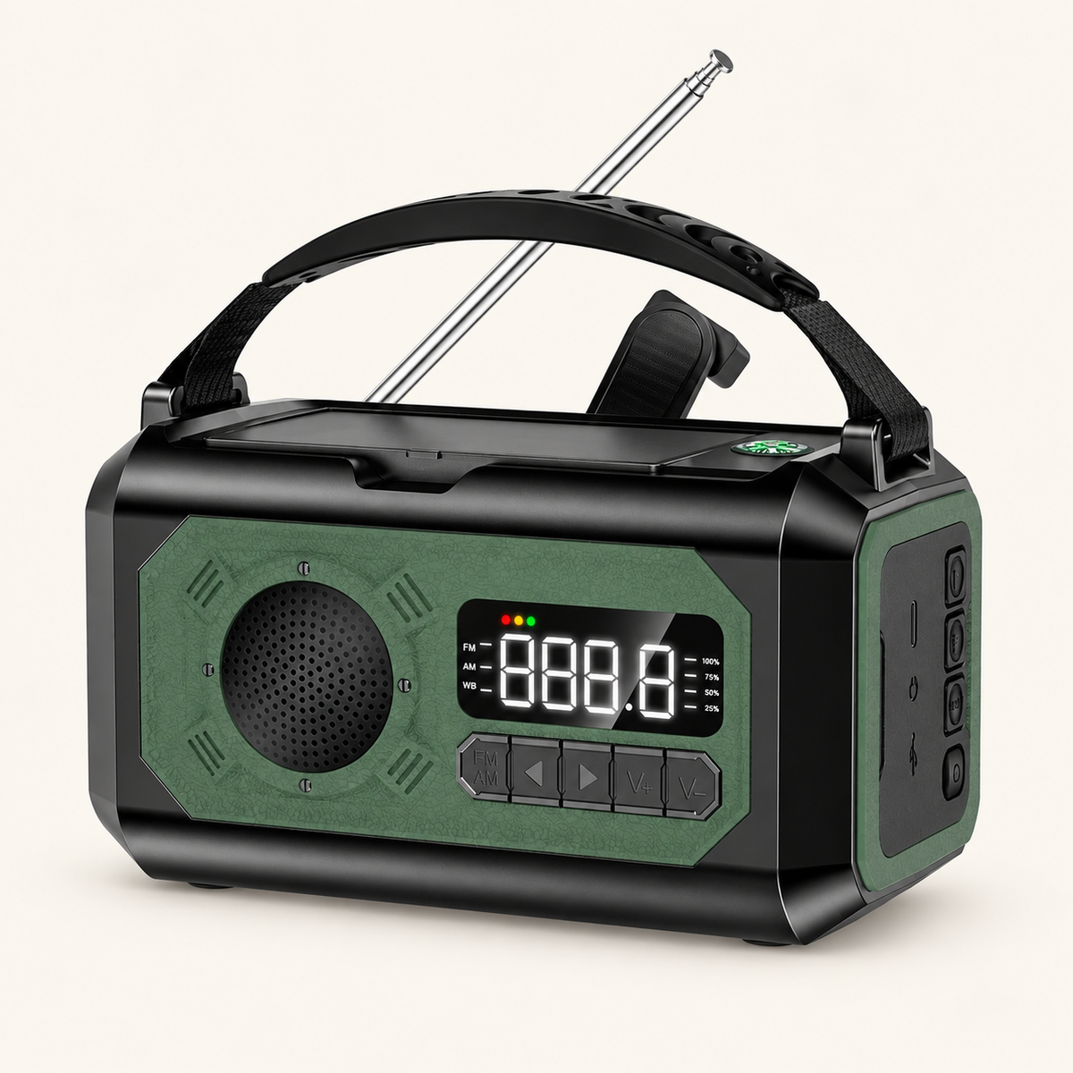 Beacon Emergency Radio, Hand Crank, 12,000 mAh Battery, view 4